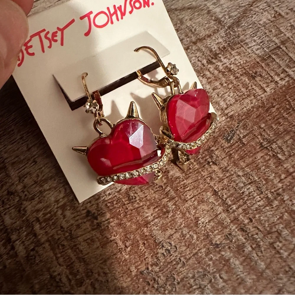 Betsey Johnson Devil Heart Drop Earrings